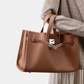 Plush & Structured Women’s Crossbody Bag - Top-Handle Silhouette, Pebbled Cowhide Leather, For Regular Urban Use