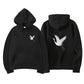 relaxed Oversized hoodie - embroidered crane, cotton blend