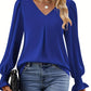 Variant image for Elegant Women's Blouse in Solid Color, Lightweight Polyester V-Neck Top for Spring and Autumn Styling-11