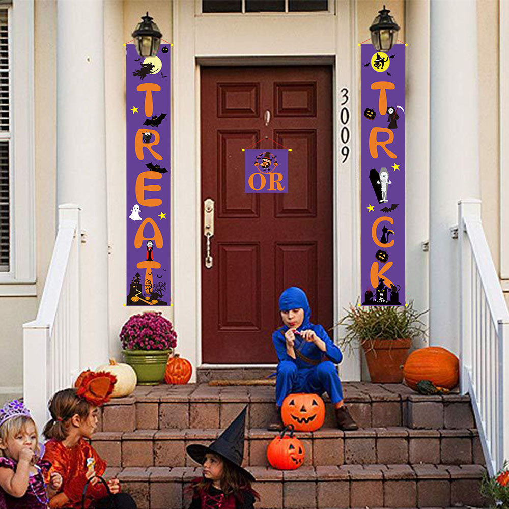 Door Halloween Banner Couplets Outdoor Black Red Decor