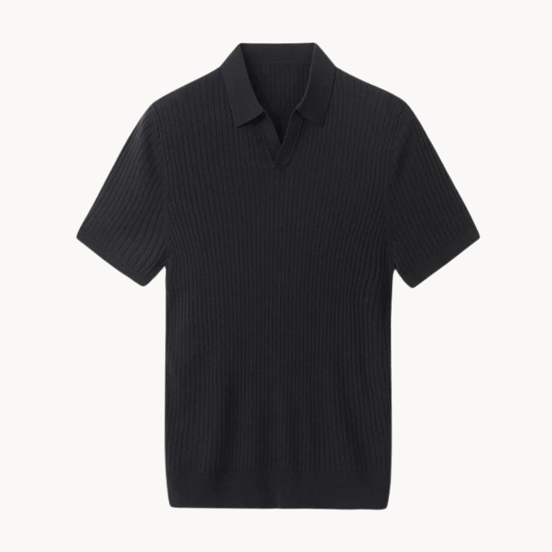 Variant image for Luxurious Mulberry Silk Polo Shirt for Men, Elegant Ribbed Long Sleeve Golf Shirt, Soft Lyocell Cotton Blend, Versatile Casual Wear-11