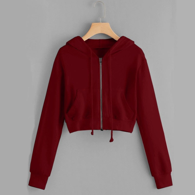 Light Womens Cropped Zip Hoodie - Relaxed, Ribbed Hem