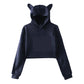 Plush Women's Cropped Hoodie - Boxy Relaxed Cut, Cotton