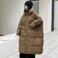 Cozy Warm Women’s Down Coat - Mid Length, Velvet, Winter