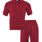 durable textured pattern, polyester, for casual wear – Breathable men's polo shirt and shorts set
