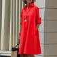 A-Line Polo Dress for Women with 3/4 Sleeves, Lightweight Spring Dress in Red, Black, and White-1
