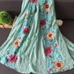 Light Flowy Women Scarf - Embroidered Floral, Cotton