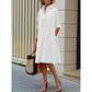 A-Line Polo Dress for Women with 3/4 Sleeves, Lightweight Spring Dress in Red, Black, and White-6