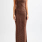 Open Back Sequin Mesh Black Maxi Dress for Women, Ankle-Length Scoop Neck Long Dress with Adjustable Straps-5