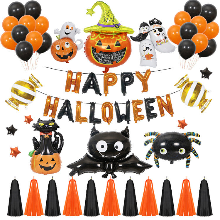 Halloween2025 Edition Balloons Party Kit With Banner And Props