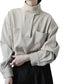 Plush Men’s Half Turtleneck Shirt - Stand Collar, Polyester