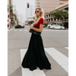 Elegant Pleated Long Skirt for Women, Full-Length Black Maxi Skirt with Elastic Waistband, Versatile and Comfortable-4