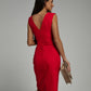 Elegant Women's V-Neck Cocktail Dress with Slit, Figure-Hugging Design for Formal Occasions, Available in Multiple Sizes-2
