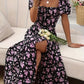 A-Line Floral Summer Dress with Puffed Sleeves for Women - Lightweight Formal Wedding Guest Dresses in Yellow, Green, Pink, Blue-3