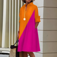 A-Line Polo Dress for Women with 3/4 Sleeves, Lightweight Spring Dress in Red, Black, and White-5