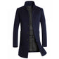 Tailored Warm Mens Wool Coat - Single Breasted Thigh, Winter