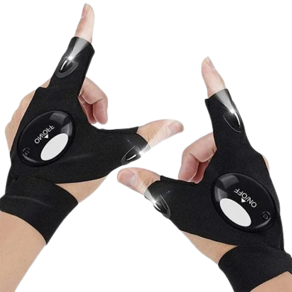 LED Gloves With Water-Resistant Lights - Battery Powered, Cozy for Camping and Repairs