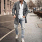 Men's Warm Midlength Coat - Stand Collar, Wool, City