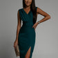 Elegant One-Shoulder Black Dress with High Split for Formal Events, Wedding Guest and Cocktail Dresses Available in Multiple Colors-6