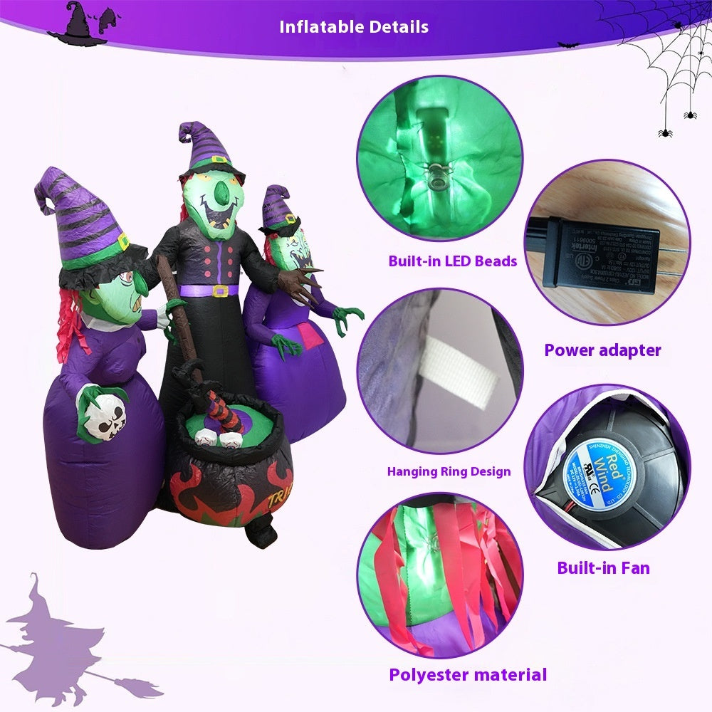 Inflatable Witch Luminous Halloween Yard Decor Outdoor