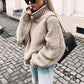Women Oversized Turtleneck Sweater - Chunky Knit, Winter