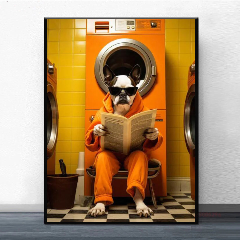 Monkey Animal Panda Toilet  Painting Art DIY Embroidery