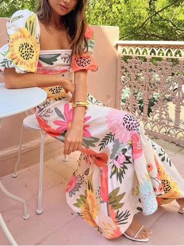 Variant image for Elegant Floral Maxi Dress for Women - Versatile Summer Wedding Guest Dress, Comfortable Fit, Lightweight Fabric-1