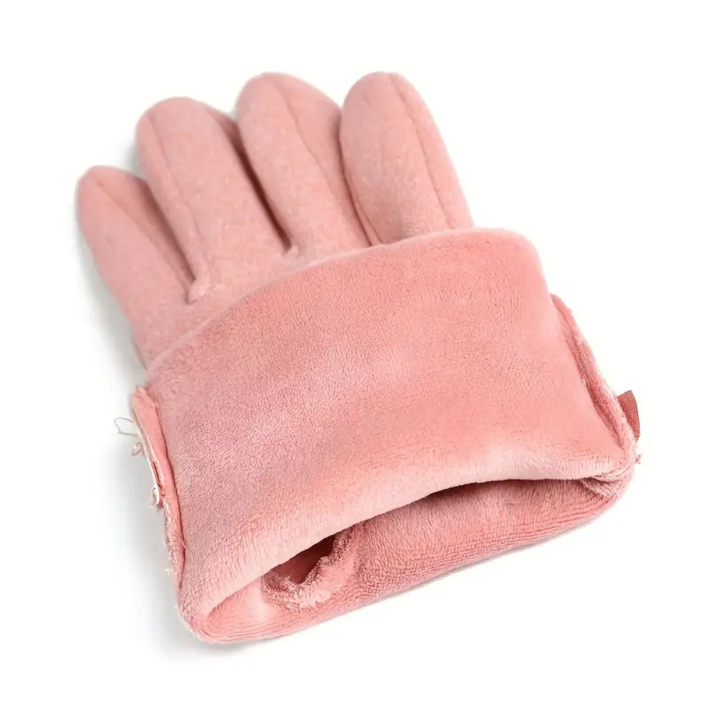 Womens Warm Touchscreen Gloves - Short Fitted Suede Winter