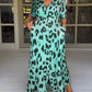 Variant image for Plus Size Women's Boho Dress, Breathable Loose Fit Summer Dress in Panther Print - Available in Khaki, Blue, Gray-13