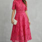Plush Women's Dress - Lace, Cinched Waist, Short Sleeves, Timeless A-Line Silhouette, 100% Polyester, For Occasions