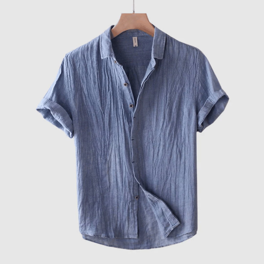 Men's Short Sleeve Linen Shirt, Lightweight Breathable Tailored Fit for Casual and Beach Wear-1