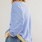 Women's Oversized Sweatshirt - Boxy Striped Cotton Casual