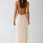 Ethereal Halter Maxi Dress in Soft Nude with Pleated Layers - Elegant Long Dress for Women, Full-Length Design-2