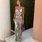 Vibrant Long Womens Dress with Removable Scarf and Modern Halo Print for Summer Events-2