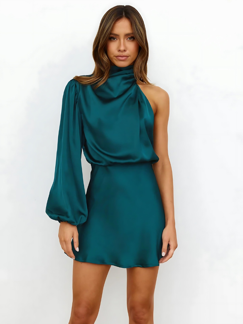 Variant image for Elegant One-Shoulder Asymmetrical Dress for Women - Chic Cocktail and Wedding Guest Dress-13