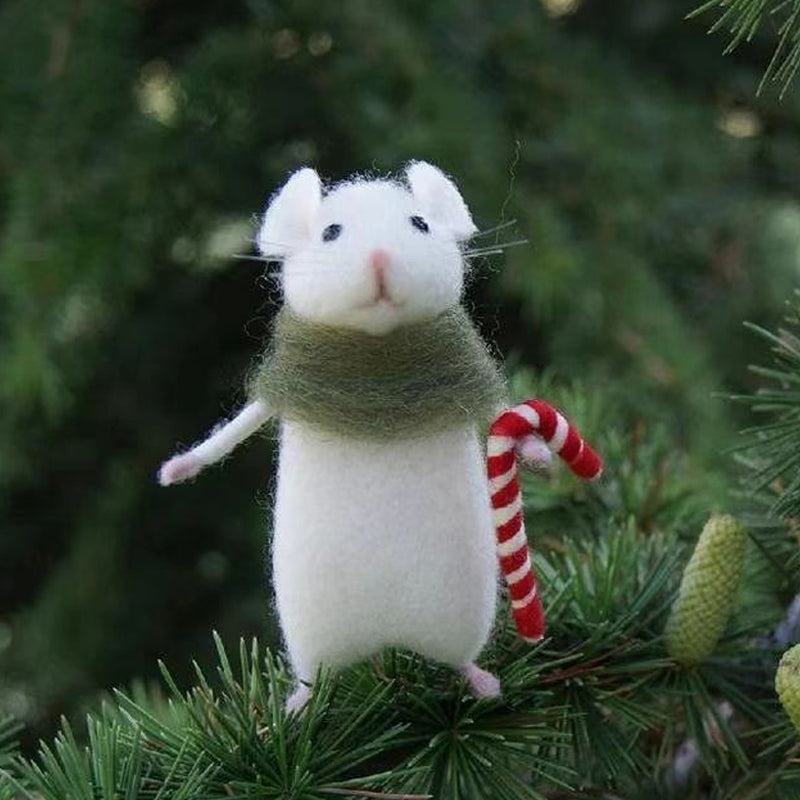 Felt Handcrafted Pumpkin Mouse Ornament - Unique Seasonal Decor for Halloween & Christmas Celebrations