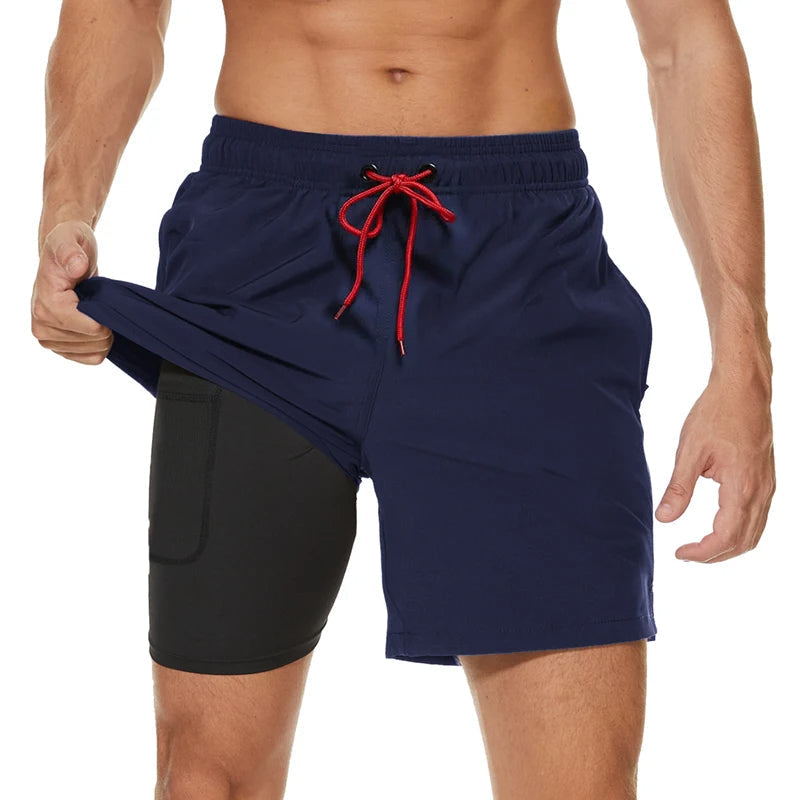 Variant image for Sporty Men's Swim Trunks with Fast-Drying Fabric and Zip Pockets for Active Lifestyle, Available in M-3XL-1