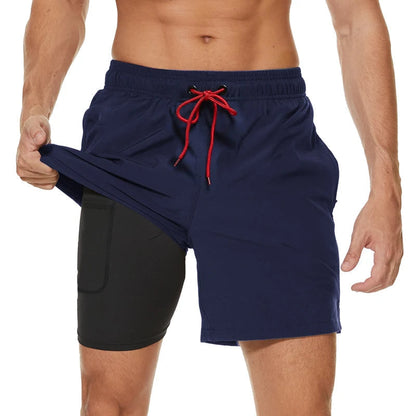 Variant image for Sporty Men's Swim Trunks with Fast-Drying Fabric and Zip Pockets for Active Lifestyle, Available in M-3XL-1