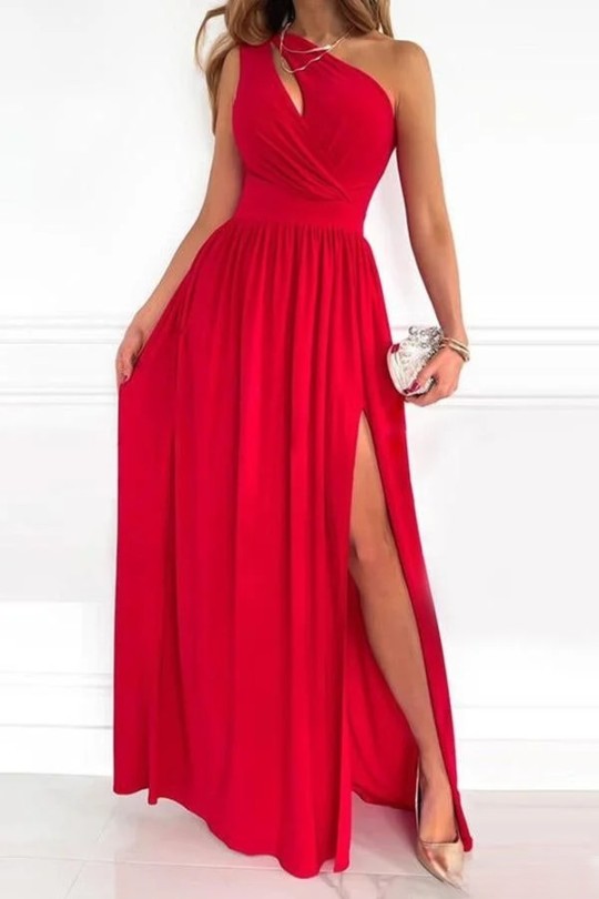 Chic One Shoulder Evening Dress, Elegant Black Formal Gown, Knee-Length Semi Formal Dress for Wedding Guests-2