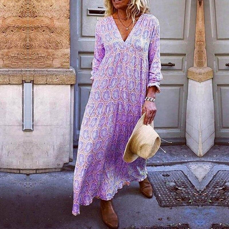 Variant image for Trendy V-Neck Women's Dress with Striking Print for Spring and Summer, Eco-Friendly Fabric, Comfortable Fit, Available in Multiple Sizes-13