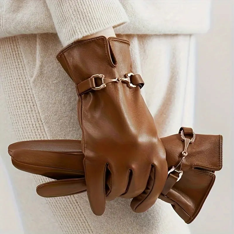 Scalloped Cuff, Lined – Warm Women’s Faux Leather Gloves