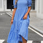 Boho Women's Dress with Puffed Sleeves, Gathered Design, Breathable Fabric, Available in Multiple Colors-6