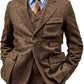 men's Wrinkle-free three-piece suit - slim-fit, herringbone wool, for formal events and business wear