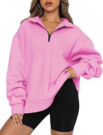 Light Women Zip Sweatshirt - Oversized Pullover Casual