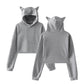 Plush Women's Cropped Hoodie - Boxy Relaxed Cut, Cotton