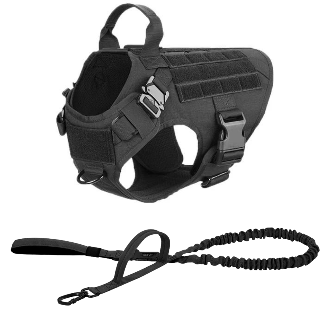 Tactical Dog Harness No-Pull With Front And Back D-Rings Fast-Release Buckles Top Handle Heavy-Duty Training