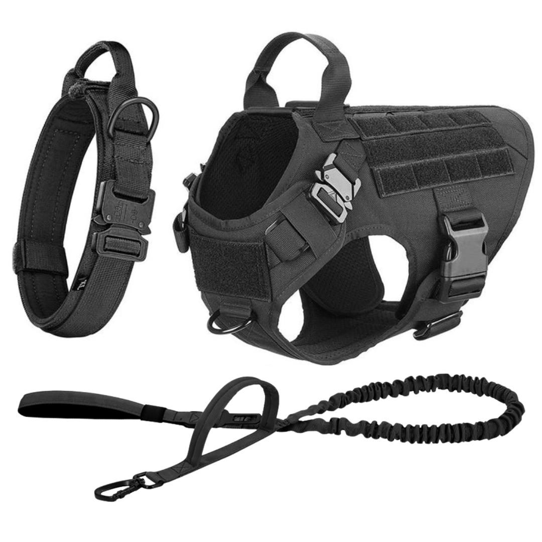 Tactical Dog Harness No-Pull With Front And Back D-Rings Fast-Release Buckles Top Handle Heavy-Duty Training