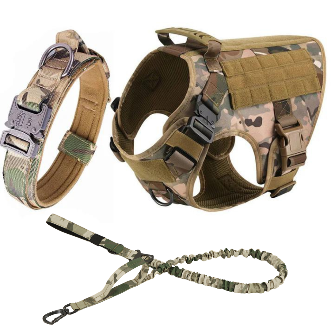 Tactical Dog Harness No-Pull With Front And Back D-Rings Fast-Release Buckles Top Handle Heavy-Duty Training