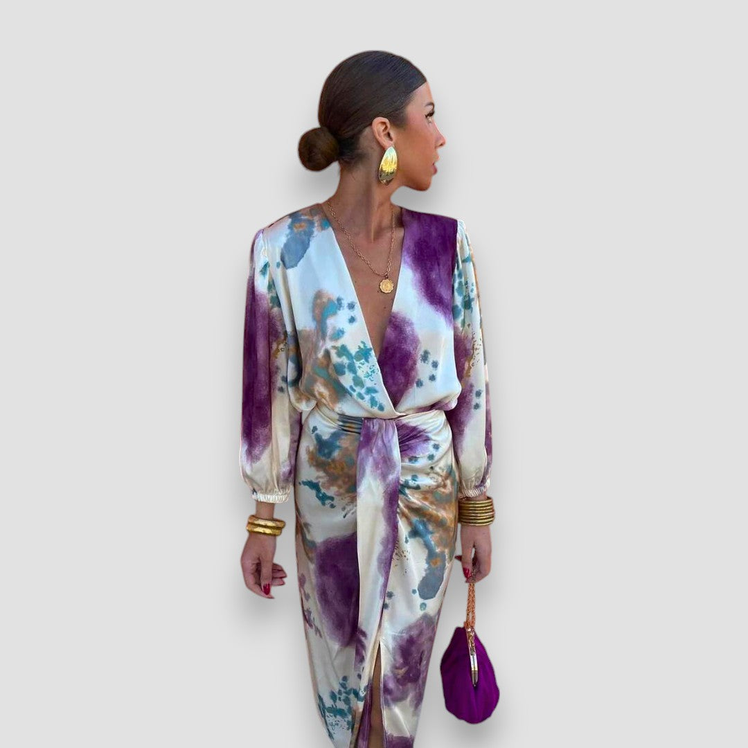 Variant image for Elegant Purple V-Neck Women's Dress, Figure-Hugging Formal Cocktail Dress for Special Occasions-1