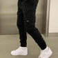 Comfortable Loose Fit Black Cargo Pants for Women with Practical Pockets and Elastic Waistband-2